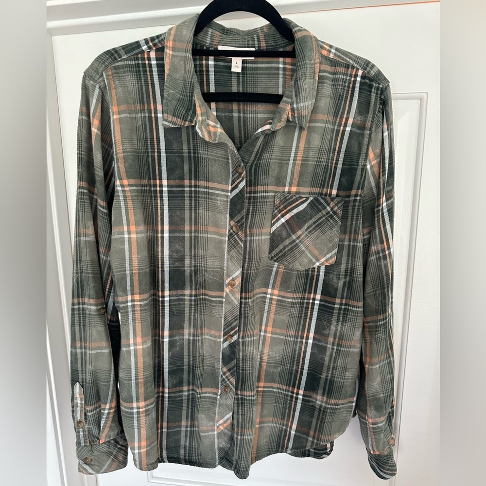 Como Vintage | Green Plaid Flannel Button Down